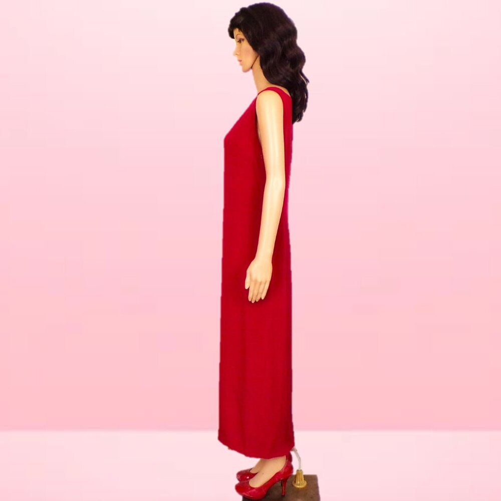 SILK! TALBOTS size 6 red sleeveless full-length sheath dress 100% silk DC only - Picture 7 of 10